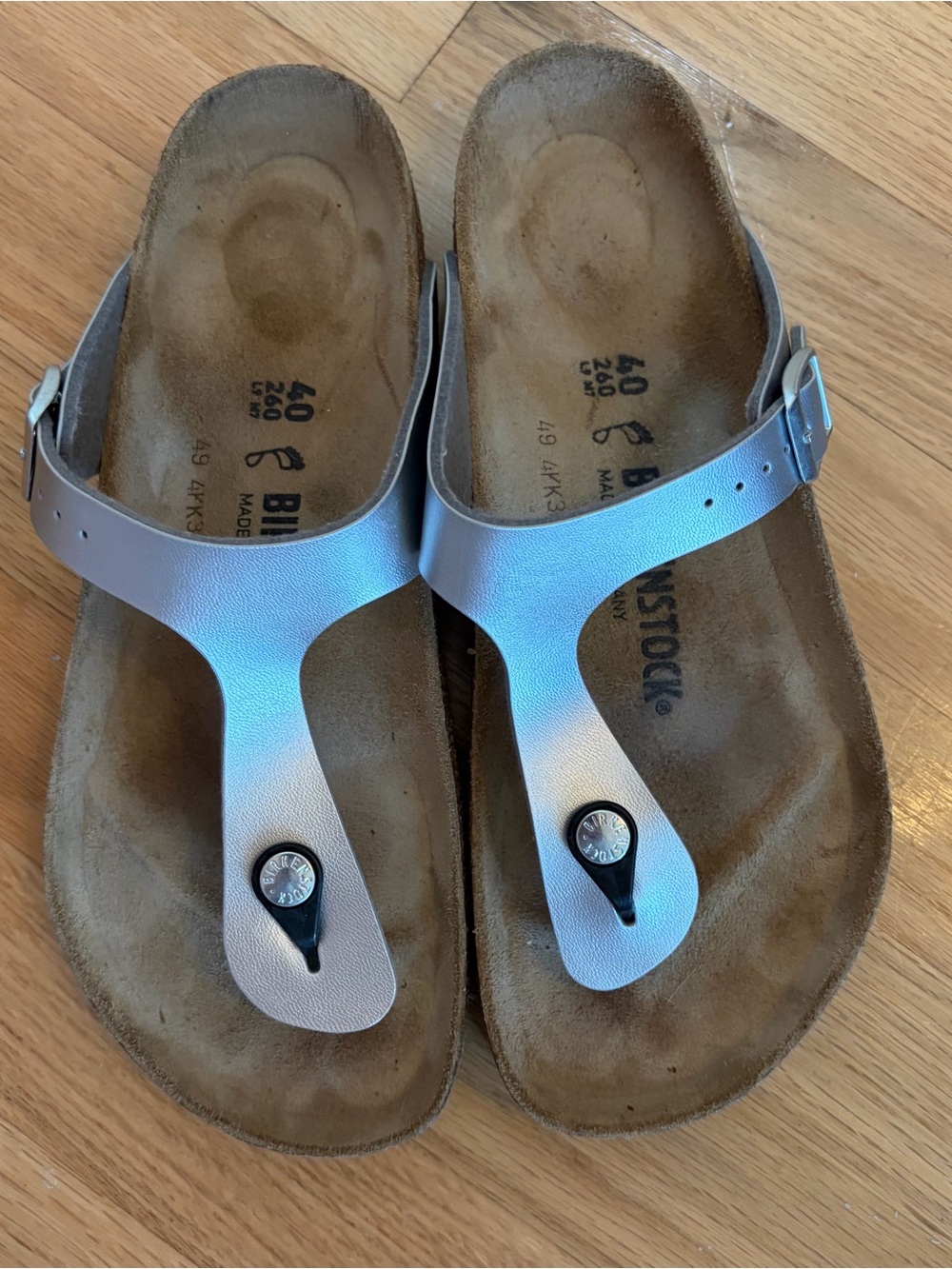 Birkenstock-Silver Gizeh Thong Sandals